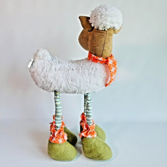 Long Legs Standing Sheep Plush Fluffy white coat flower Joelson Industries 2016 - Picture 8 of 12